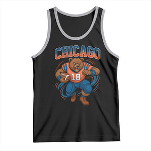 Fierce Football Bear Tank Top Chicago Fan Number 18 Bold Orange Game Day Spirit TS02 Black Athletic Heather Print Your Wear