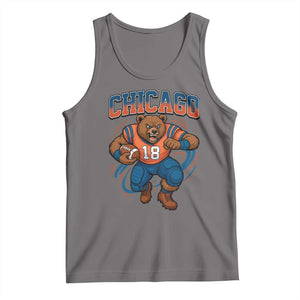 Fierce Football Bear Tank Top Chicago Fan Number 18 Bold Orange Game Day Spirit TS02 Deep Heather Print Your Wear