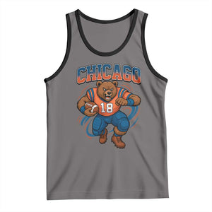 Fierce Football Bear Tank Top Chicago Fan Number 18 Bold Orange Game Day Spirit TS02 Deep Heather Black Print Your Wear