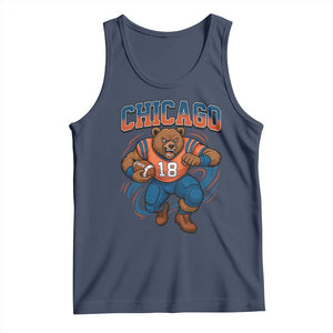 Fierce Football Bear Tank Top Chicago Fan Number 18 Bold Orange Game Day Spirit TS02 Navy Print Your Wear