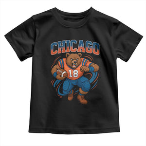 Fierce Football Bear Toddler T Shirt Chicago Fan Number 18 Bold Orange Game Day Spirit TS02 Black Print Your Wear