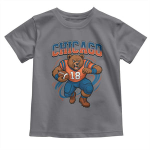 Fierce Football Bear Toddler T Shirt Chicago Fan Number 18 Bold Orange Game Day Spirit TS02 Charcoal Print Your Wear
