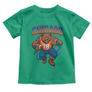 Fierce Football Bear Toddler T Shirt Chicago Fan Number 18 Bold Orange Game Day Spirit TS02 Irish Green Print Your Wear