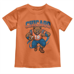 Fierce Football Bear Toddler T Shirt Chicago Fan Number 18 Bold Orange Game Day Spirit TS02 Orange Print Your Wear