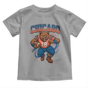 Fierce Football Bear Toddler T Shirt Chicago Fan Number 18 Bold Orange Game Day Spirit TS02 Sport Gray Print Your Wear
