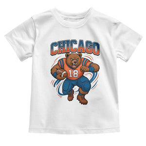 Fierce Football Bear Toddler T Shirt Chicago Fan Number 18 Bold Orange Game Day Spirit TS02 White Print Your Wear