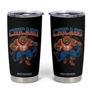 Fierce Football Bear Tumbler Cup Chicago Fan Number 18 Bold Orange Game Day Spirit TS02 Black Print Your Wear
