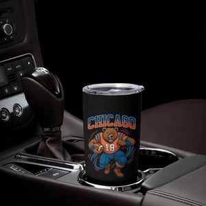 Fierce Football Bear Tumbler Cup Chicago Fan Number 18 Bold Orange Game Day Spirit TS02 Print Your Wear