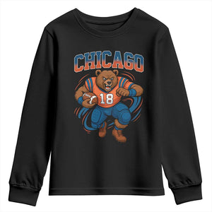 Fierce Football Bear Youth Sweatshirt Chicago Fan Number 18 Bold Orange Game Day Spirit TS02 Black Print Your Wear