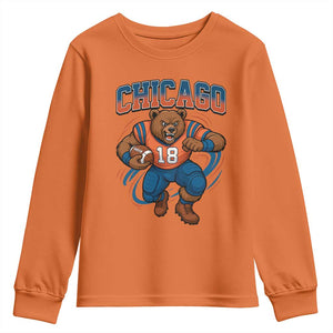 Fierce Football Bear Youth Sweatshirt Chicago Fan Number 18 Bold Orange Game Day Spirit TS02 Orange Print Your Wear