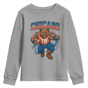 Fierce Football Bear Youth Sweatshirt Chicago Fan Number 18 Bold Orange Game Day Spirit TS02 Sport Gray Print Your Wear