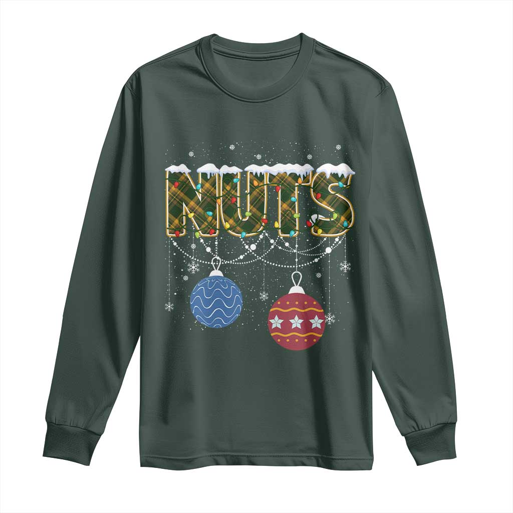 Christmas Couples Long Sleeve Shirt Chestnuts Xmas Matching Family Funny Nuts TS02 Dark Forest Green Print Your Wear