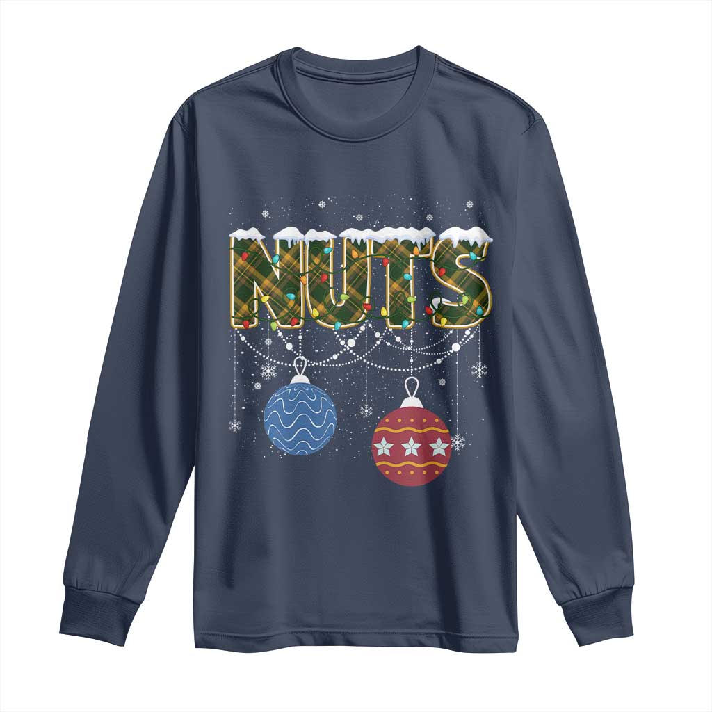 Christmas Couples Long Sleeve Shirt Chestnuts Xmas Matching Family Funny Nuts TS02 Navy Print Your Wear