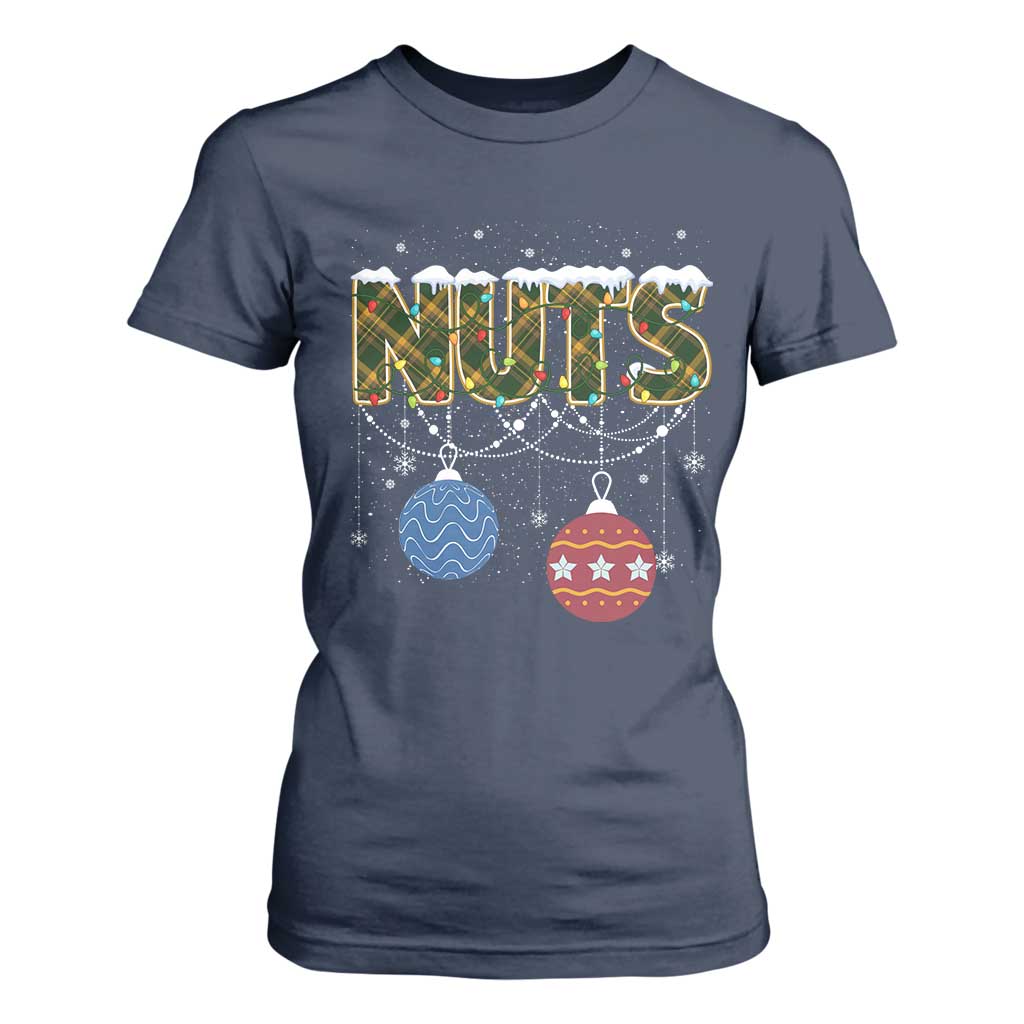 Christmas Couples T Shirt For Women Chestnuts Xmas Matching Family Funny Nuts TS02 Navy Print Your Wear