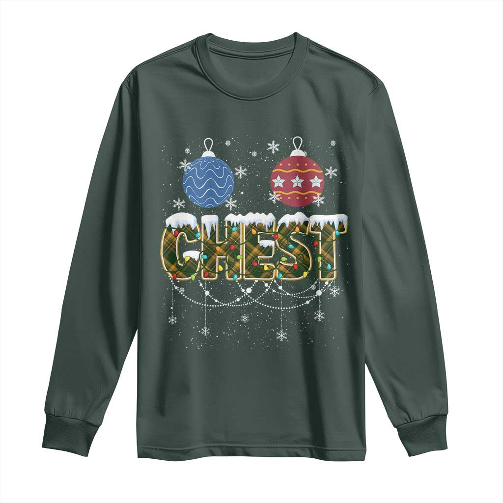 Christmas Couples Long Sleeve Shirt Chestnuts Xmas Matching Family Funny Chest TS02 Dark Forest Green Print Your Wear