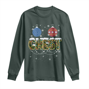Christmas Couples Long Sleeve Shirt Chestnuts Xmas Matching Family Funny Chest TS02 Dark Forest Green Print Your Wear