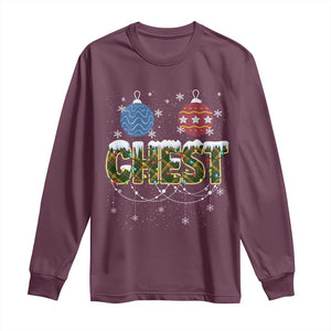 Christmas Couples Long Sleeve Shirt Chestnuts Xmas Matching Family Funny Chest TS02 Maroon Print Your Wear