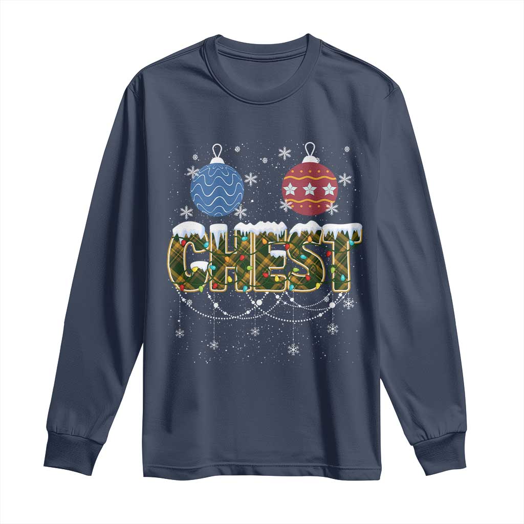 Christmas Couples Long Sleeve Shirt Chestnuts Xmas Matching Family Funny Chest TS02 Navy Print Your Wear