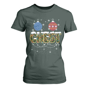 Christmas Couples T Shirt For Women Chestnuts Xmas Matching Family Funny Chest TS02 Dark Forest Green Print Your Wear