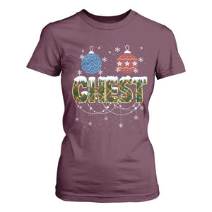 Christmas Couples T Shirt For Women Chestnuts Xmas Matching Family Funny Chest TS02 Maroon Print Your Wear