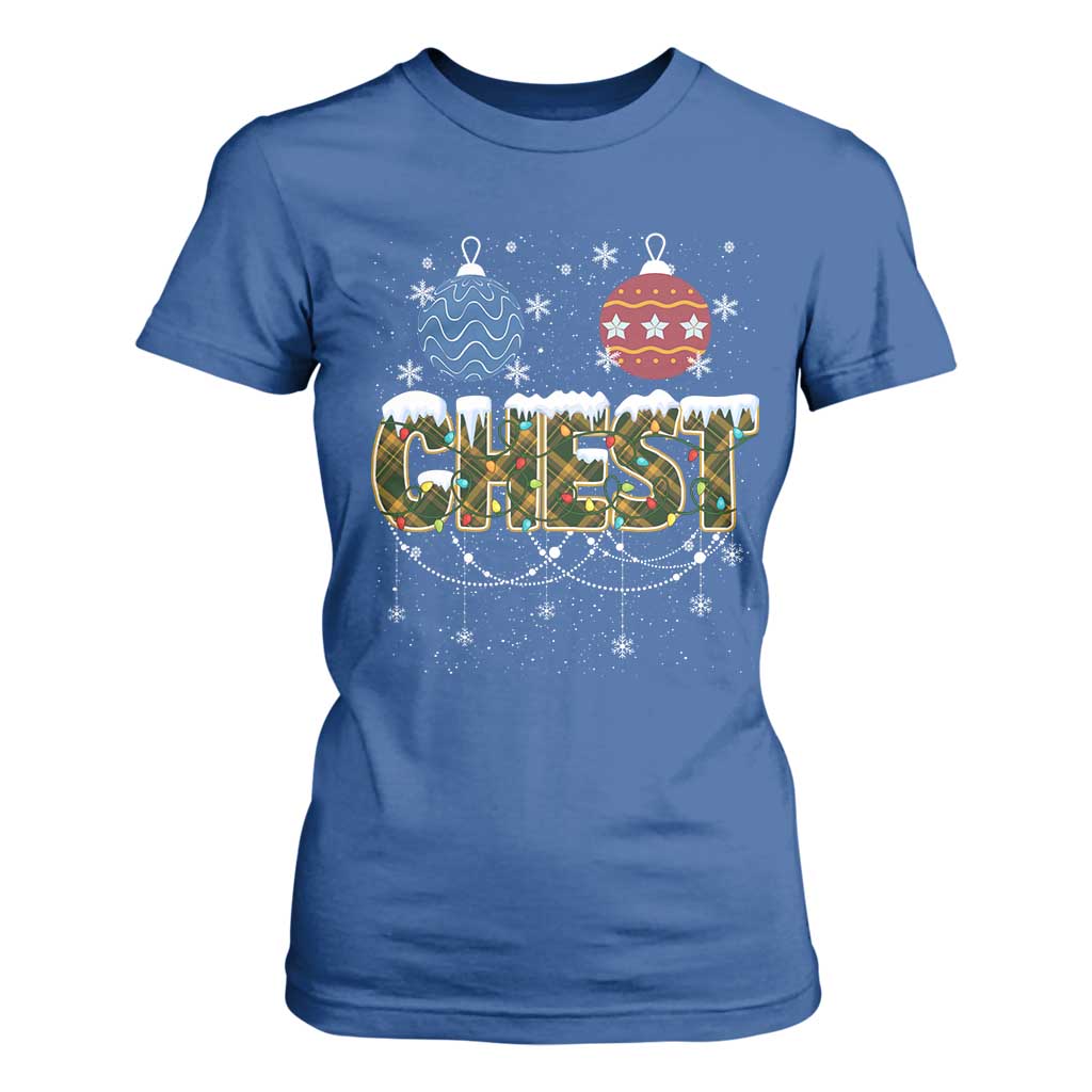 Christmas Couples T Shirt For Women Chestnuts Xmas Matching Family Funny Chest TS02 Royal Blue Print Your Wear