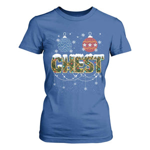 Christmas Couples T Shirt For Women Chestnuts Xmas Matching Family Funny Chest TS02 Royal Blue Print Your Wear