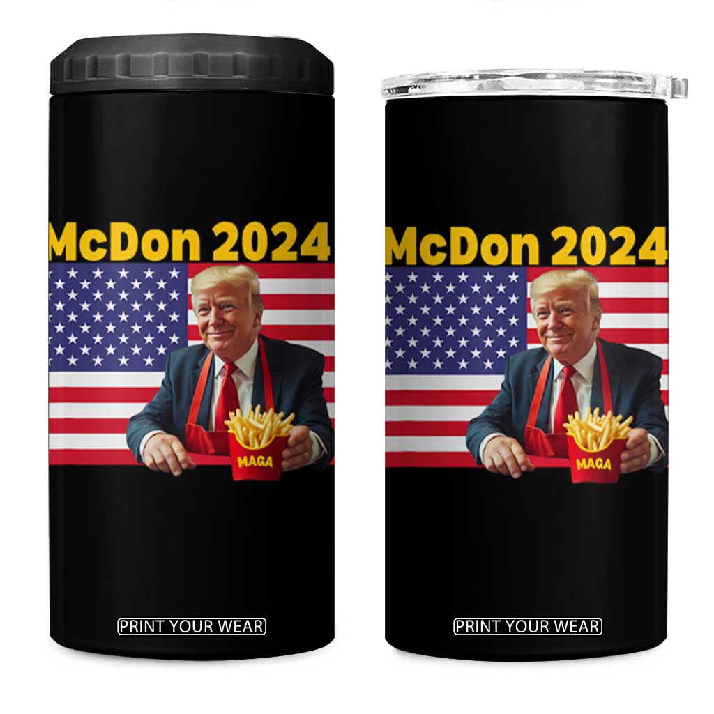 Funny Trump French Fries 4 in 1 Can Cooler Tumbler McDon 2024 Cooking Fry American Flag TS02 One Size: 16 oz Black Print Your Wear