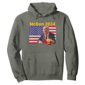 Funny Trump French Fries Hoodie McDon 2024 Cooking Fry American Flag TS02 Military Green Print Your Wear