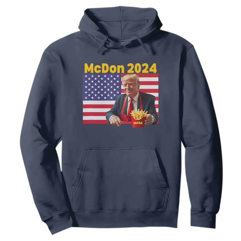 Funny Trump French Fries Hoodie McDon 2024 Cooking Fry American Flag TS02 Navy Print Your Wear