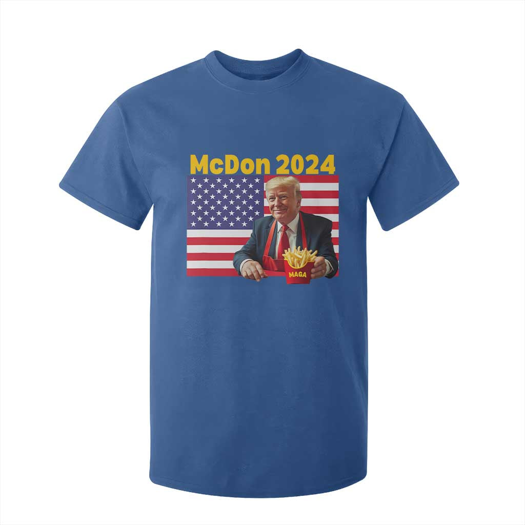 Funny Trump French Fries T Shirt For Kid McDon 2024 Cooking Fry American Flag TS02 Royal Blue Print Your Wear