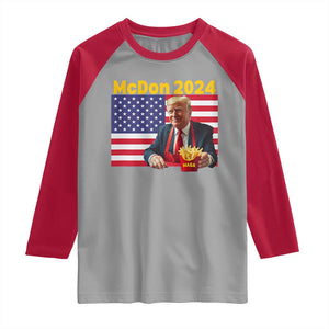 Funny Trump French Fries Raglan Shirt McDon 2024 Cooking Fry American Flag TS02 Sport Gray Red Print Your Wear