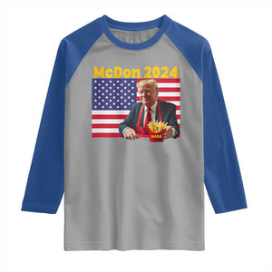 Funny Trump French Fries Raglan Shirt McDon 2024 Cooking Fry American Flag TS02 Sport Gray Royal Print Your Wear