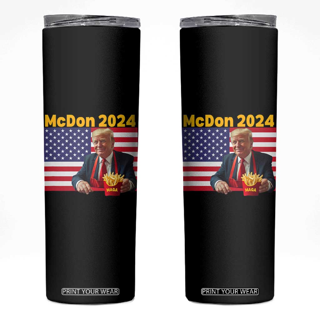 Funny Trump French Fries Skinny Tumbler McDon 2024 Cooking Fry American Flag TS02 Black Print Your Wear