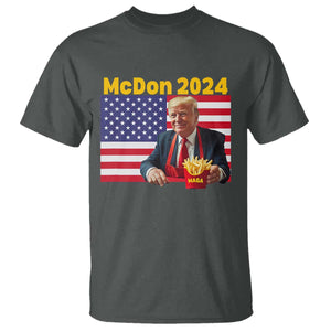 Funny Trump French Fries T Shirt McDon 2024 Cooking Fry American Flag TS02 Dark Heather Print Your Wear