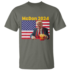 Funny Trump French Fries T Shirt McDon 2024 Cooking Fry American Flag TS02 Military Green Print Your Wear