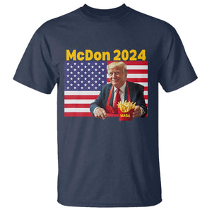 Funny Trump French Fries T Shirt McDon 2024 Cooking Fry American Flag TS02 Navy Print Your Wear