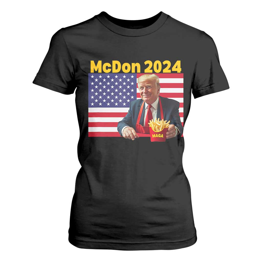 Funny Trump French Fries T Shirt For Women McDon 2024 Cooking Fry American Flag TS02 Black Print Your Wear