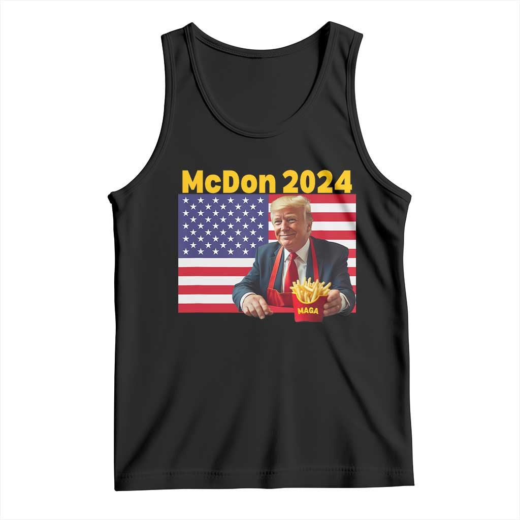 Funny Trump French Fries Tank Top McDon 2024 Cooking Fry American Flag TS02 Black Print Your Wear