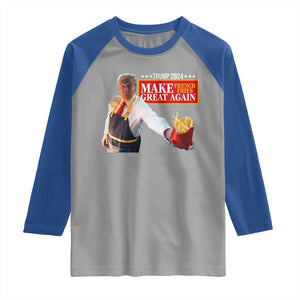 Funny Trump Fry 2024 Raglan Shirt Make French Fries Great Again TS02 Sport Gray Royal Print Your Wear