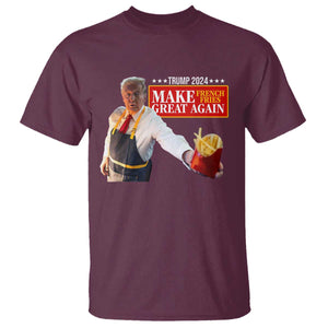 Funny Trump Fry 2024 T Shirt Make French Fries Great Again TS02 Maroon Print Your Wear