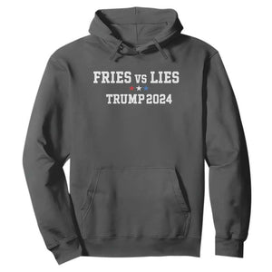 Funny Trump French Fry Hoodie Fries vs Lies 2024 TS02 Dark Heather Print Your Wear