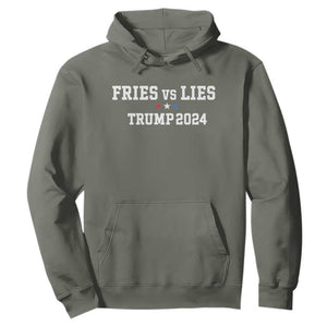 Funny Trump French Fry Hoodie Fries vs Lies 2024 TS02 Military Green Print Your Wear
