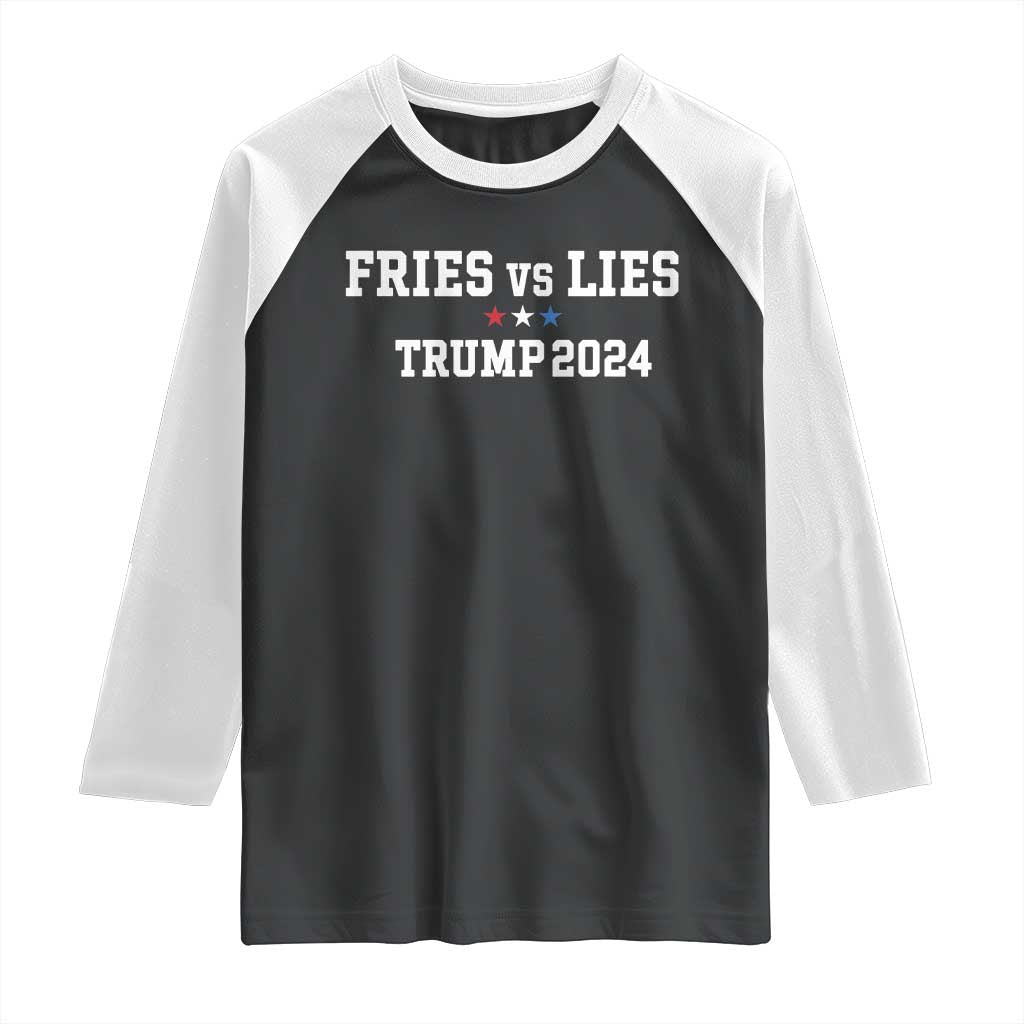 Funny Trump French Fry Raglan Shirt Fries vs Lies 2024 TS02 Black White Print Your Wear