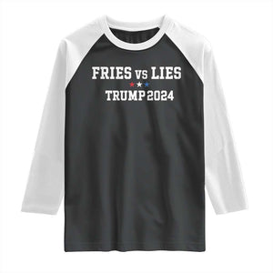 Funny Trump French Fry Raglan Shirt Fries vs Lies 2024 TS02 Black White Print Your Wear