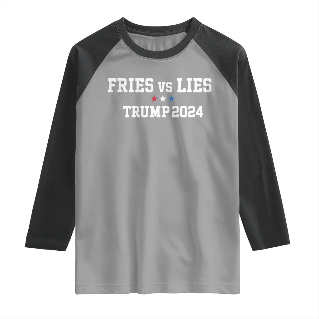 Funny Trump French Fry Raglan Shirt Fries vs Lies 2024 TS02 Sport Gray Black Print Your Wear