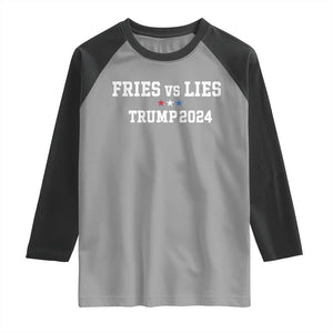 Funny Trump French Fry Raglan Shirt Fries vs Lies 2024 TS02 Sport Gray Black Print Your Wear