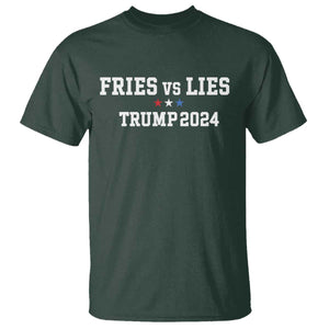 Funny Trump French Fry T Shirt Fries vs Lies 2024 TS02 Dark Forest Green Print Your Wear
