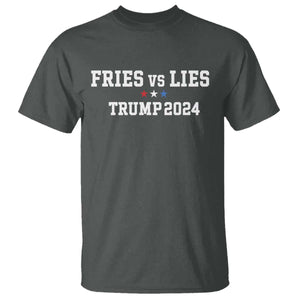 Funny Trump French Fry T Shirt Fries vs Lies 2024 TS02 Dark Heather Print Your Wear