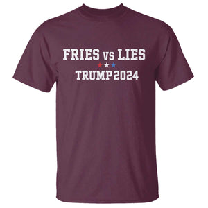 Funny Trump French Fry T Shirt Fries vs Lies 2024 TS02 Maroon Print Your Wear