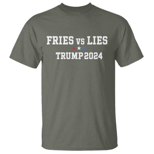 Funny Trump French Fry T Shirt Fries vs Lies 2024 TS02 Military Green Print Your Wear